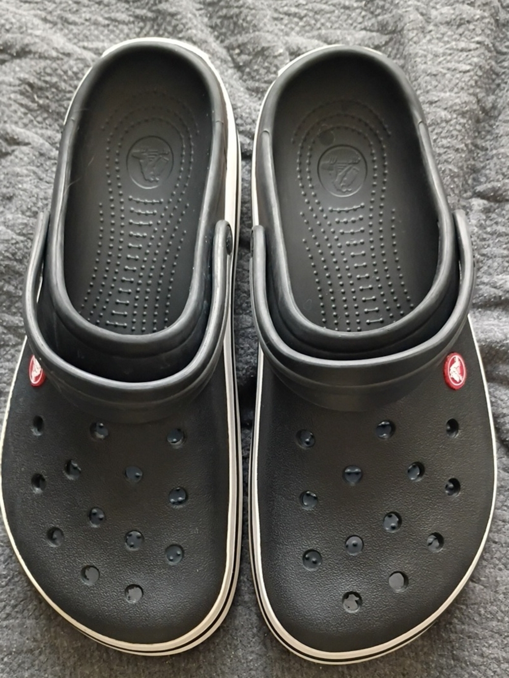 CROCS Men's Black Slip-On Clogs with White Trim